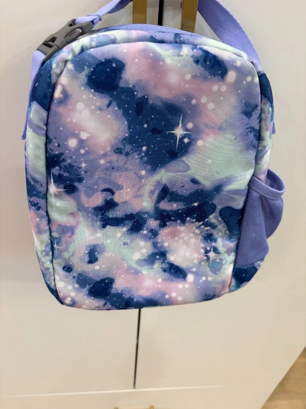 Lands' End Classmate XL Backpack & Insulated Lunchbox Lavender Galaxy EUC